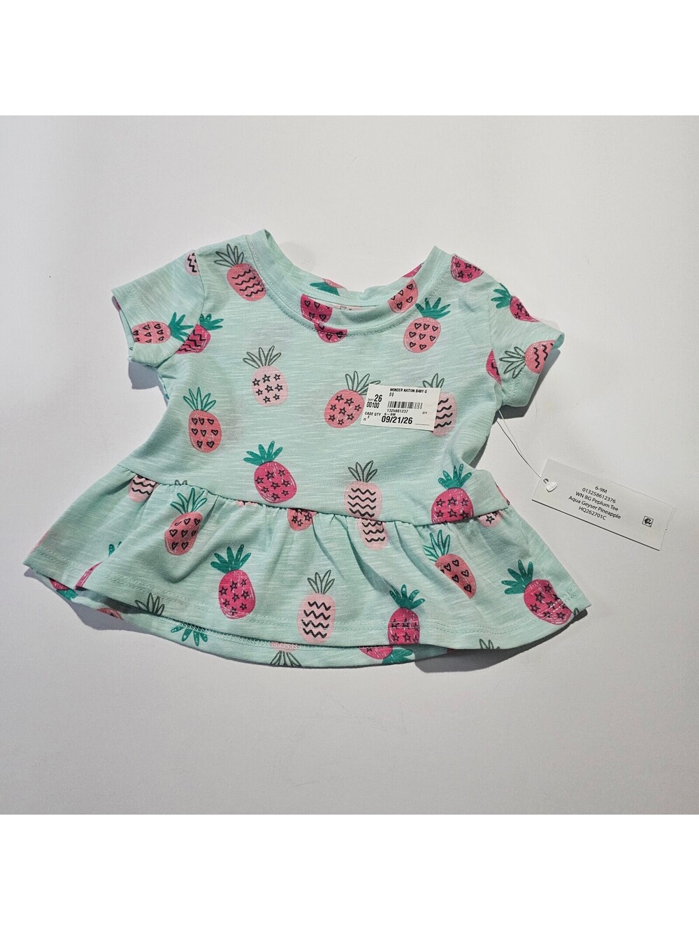Cat and Jack toddler girls mint pineapple peplum top